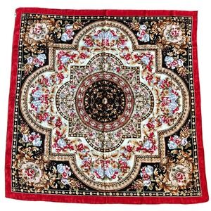 Vintage Floral 100% Silk Square Scarf Wrap Baroque 45” X 45” XL Fashion Wrap